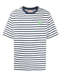 weißes horizontal gestreiftes T-Shirt mit einem Rundhalsausschnitt von Kenzo