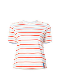 weißes horizontal gestreiftes T-Shirt mit einem Rundhalsausschnitt von Kule