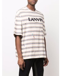 weißes horizontal gestreiftes T-Shirt mit einem Rundhalsausschnitt von Lanvin