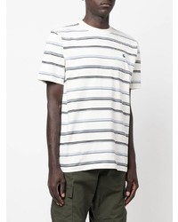 weißes horizontal gestreiftes T-Shirt mit einem Rundhalsausschnitt von Carhartt WIP