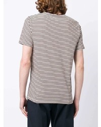 weißes horizontal gestreiftes T-Shirt mit einem Rundhalsausschnitt von Fred Perry