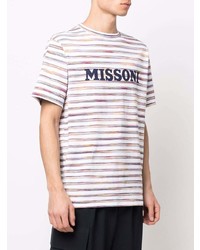 weißes horizontal gestreiftes T-Shirt mit einem Rundhalsausschnitt von Missoni