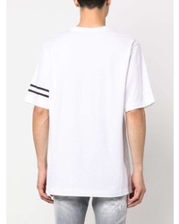 weißes horizontal gestreiftes T-Shirt mit einem Rundhalsausschnitt von Giuseppe Zanotti