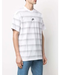 weißes horizontal gestreiftes T-Shirt mit einem Rundhalsausschnitt von Nike