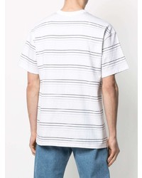 weißes horizontal gestreiftes T-Shirt mit einem Rundhalsausschnitt von Nike