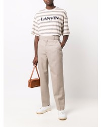 weißes horizontal gestreiftes T-Shirt mit einem Rundhalsausschnitt von Lanvin