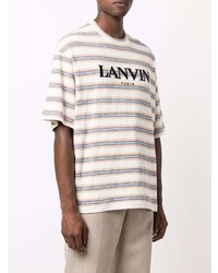 weißes horizontal gestreiftes T-Shirt mit einem Rundhalsausschnitt von Lanvin