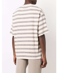 weißes horizontal gestreiftes T-Shirt mit einem Rundhalsausschnitt von Lanvin