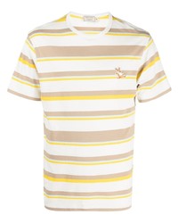 weißes horizontal gestreiftes T-Shirt mit einem Rundhalsausschnitt von MAISON KITSUNÉ