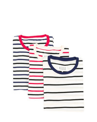 weißes horizontal gestreiftes T-Shirt mit einem Rundhalsausschnitt von Maison Margiela