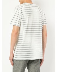 weißes horizontal gestreiftes T-Shirt mit einem Rundhalsausschnitt von Jac+ Jack