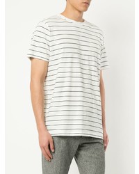 weißes horizontal gestreiftes T-Shirt mit einem Rundhalsausschnitt von Jac+ Jack