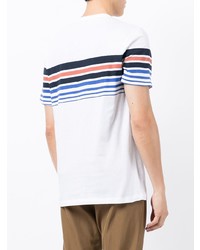 weißes horizontal gestreiftes T-Shirt mit einem Rundhalsausschnitt von Michael Kors