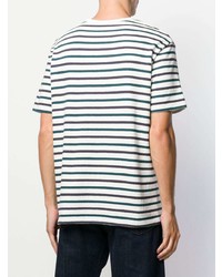 weißes horizontal gestreiftes T-Shirt mit einem Rundhalsausschnitt von A.P.C.