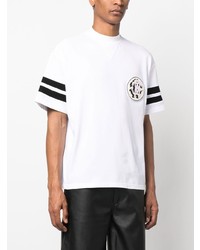 weißes horizontal gestreiftes T-Shirt mit einem Rundhalsausschnitt von Roberto Cavalli