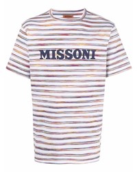 weißes horizontal gestreiftes T-Shirt mit einem Rundhalsausschnitt von Missoni