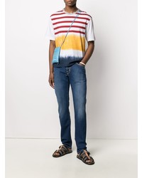 weißes horizontal gestreiftes T-Shirt mit einem Rundhalsausschnitt von Missoni