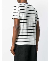 weißes horizontal gestreiftes T-Shirt mit einem Rundhalsausschnitt von Maison Margiela