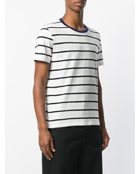 weißes horizontal gestreiftes T-Shirt mit einem Rundhalsausschnitt von Maison Margiela