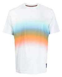 weißes horizontal gestreiftes T-Shirt mit einem Rundhalsausschnitt von Paul Smith