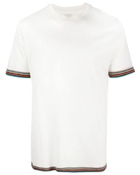 weißes horizontal gestreiftes T-Shirt mit einem Rundhalsausschnitt von Paul Smith