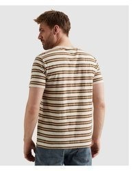 weißes horizontal gestreiftes T-Shirt mit einem Rundhalsausschnitt von PME LEGEND