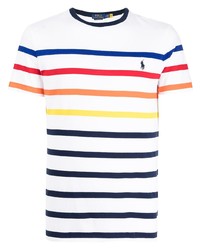 weißes horizontal gestreiftes T-Shirt mit einem Rundhalsausschnitt von Polo Ralph Lauren