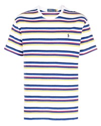 weißes horizontal gestreiftes T-Shirt mit einem Rundhalsausschnitt von Polo Ralph Lauren