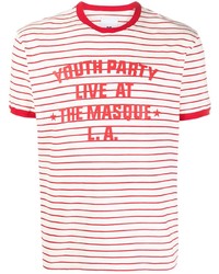 weißes horizontal gestreiftes T-Shirt mit einem Rundhalsausschnitt von PT TORINO