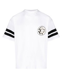 weißes horizontal gestreiftes T-Shirt mit einem Rundhalsausschnitt von Roberto Cavalli