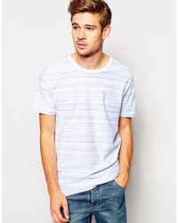 weißes horizontal gestreiftes T-Shirt mit einem Rundhalsausschnitt von Selected
