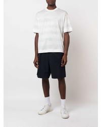 weißes horizontal gestreiftes T-Shirt mit einem Rundhalsausschnitt von Emporio Armani