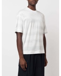 weißes horizontal gestreiftes T-Shirt mit einem Rundhalsausschnitt von Emporio Armani