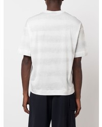 weißes horizontal gestreiftes T-Shirt mit einem Rundhalsausschnitt von Emporio Armani