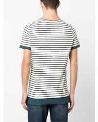 weißes horizontal gestreiftes T-Shirt mit einem Rundhalsausschnitt von MM6 MAISON MARGIELA