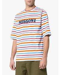 weißes horizontal gestreiftes T-Shirt mit einem Rundhalsausschnitt von Missoni