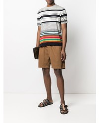 weißes horizontal gestreiftes T-Shirt mit einem Rundhalsausschnitt von Missoni