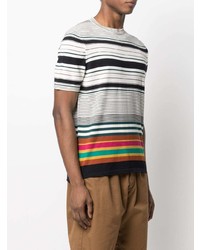 weißes horizontal gestreiftes T-Shirt mit einem Rundhalsausschnitt von Missoni