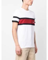 weißes horizontal gestreiftes T-Shirt mit einem Rundhalsausschnitt von Tommy Hilfiger