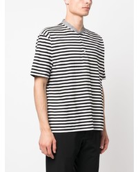 weißes horizontal gestreiftes T-Shirt mit einem Rundhalsausschnitt von Aspesi