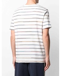 weißes horizontal gestreiftes T-Shirt mit einem Rundhalsausschnitt von PS Paul Smith