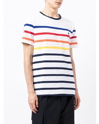 weißes horizontal gestreiftes T-Shirt mit einem Rundhalsausschnitt von Polo Ralph Lauren