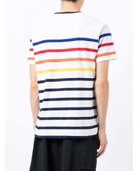 weißes horizontal gestreiftes T-Shirt mit einem Rundhalsausschnitt von Polo Ralph Lauren