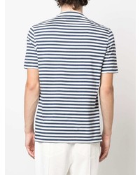 weißes horizontal gestreiftes T-Shirt mit einem Rundhalsausschnitt von Brunello Cucinelli