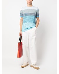 weißes horizontal gestreiftes T-Shirt mit einem Rundhalsausschnitt von Missoni