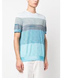 weißes horizontal gestreiftes T-Shirt mit einem Rundhalsausschnitt von Missoni