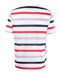 weißes horizontal gestreiftes T-Shirt mit einem Rundhalsausschnitt von Paul & Shark