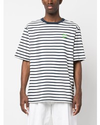 weißes horizontal gestreiftes T-Shirt mit einem Rundhalsausschnitt von Kenzo