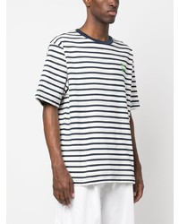 weißes horizontal gestreiftes T-Shirt mit einem Rundhalsausschnitt von Kenzo