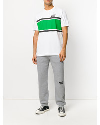 weißes horizontal gestreiftes T-Shirt mit einem Rundhalsausschnitt von MSGM